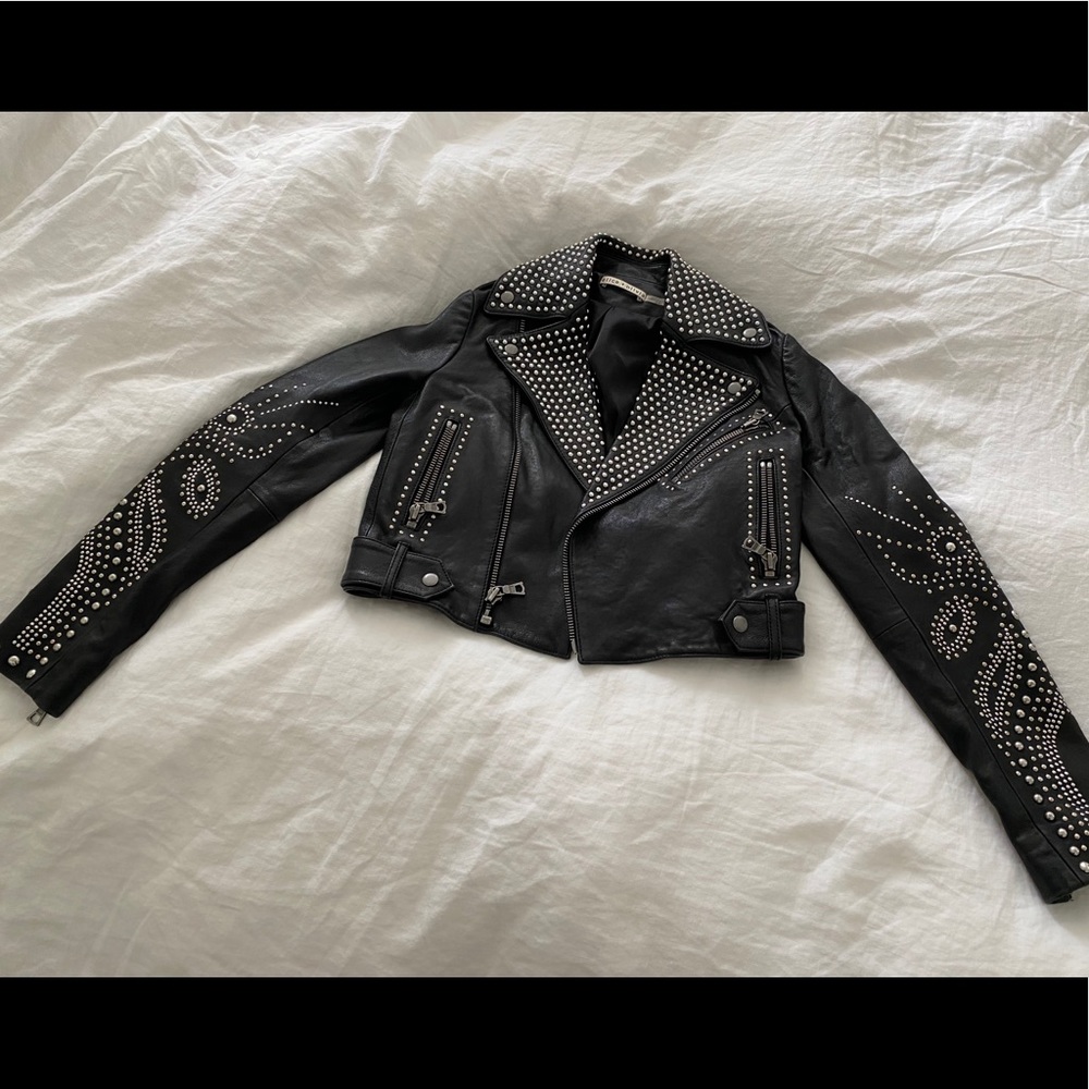 Alice and Olivia studded leather jacket.